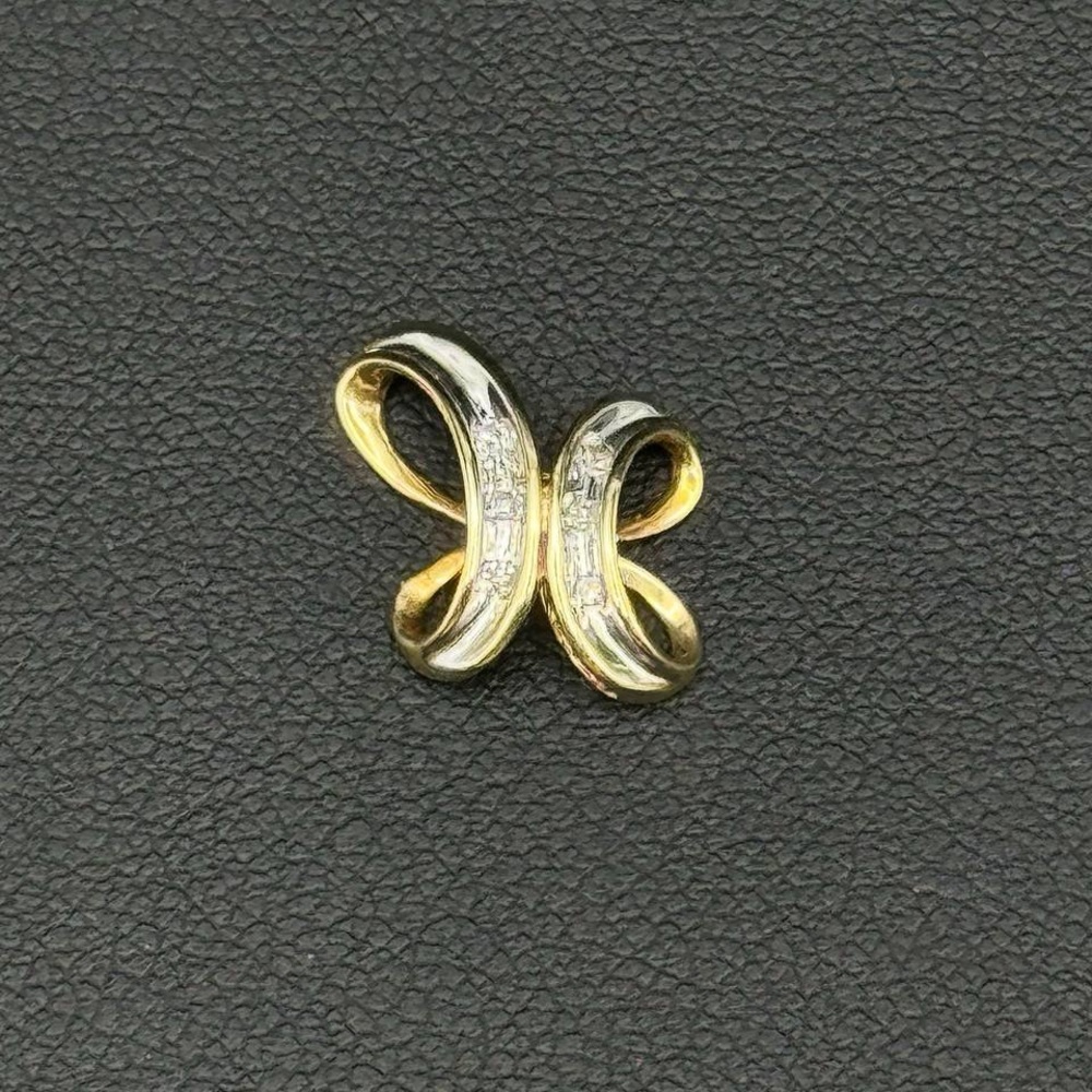 10k Two Tone Solid Gold Diamond Infinity Pendant … - image 5